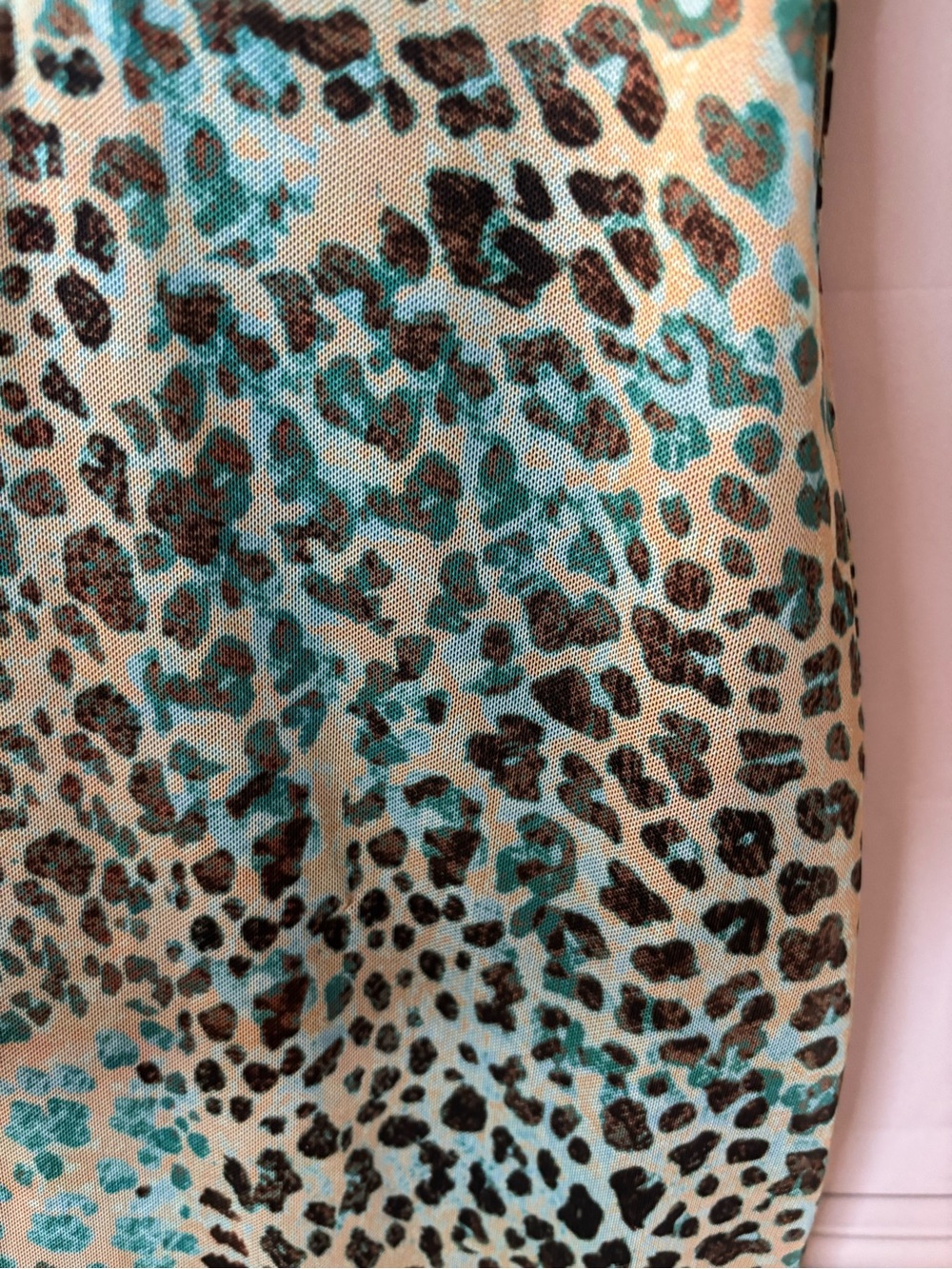 Heart & Heels Leopard Teal/Brown Maxi Dress, Size Large - Picture 3 of 7